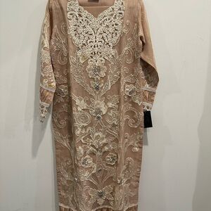 Chic Lace Embellished Long Sleeve pakistani Dress